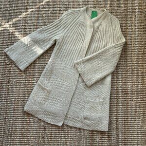Vintage Fisherman's long knit cardigan in worsted wool - one size